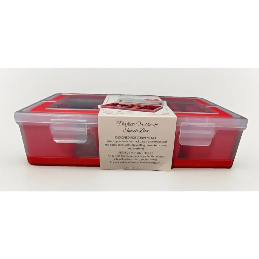 CWC LOVE Snack Box Bento 4 Compartment Snackle Container BPA Free Red Travel NEW